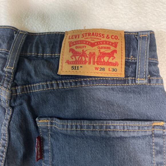 Levi's 511 Slim Fit Jeans W\Stretch Blue Men's Sizes 28x30 Washed Not Worn - Picture 5 of 5